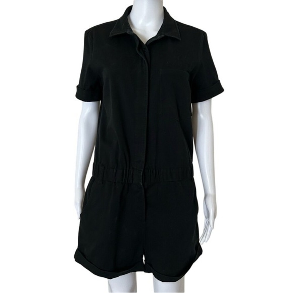 Fox Racing Black Short sleeve Button Up Cotton Blend‎ Shorts Wrenching Romper M